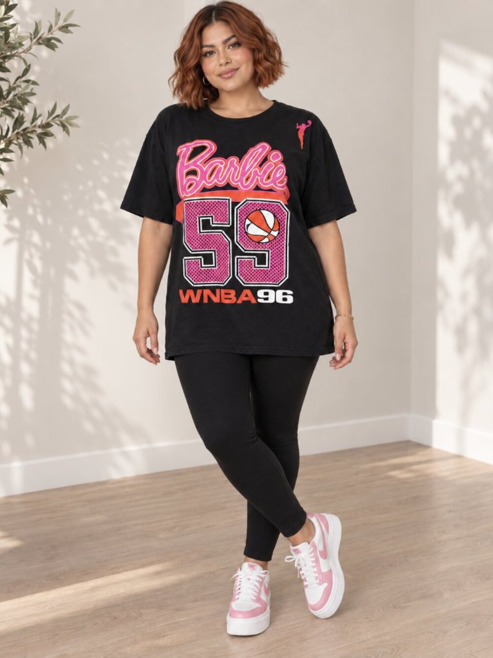 Barbie Black Graphic Tee with Pink & Orange Accents 2X Basketball